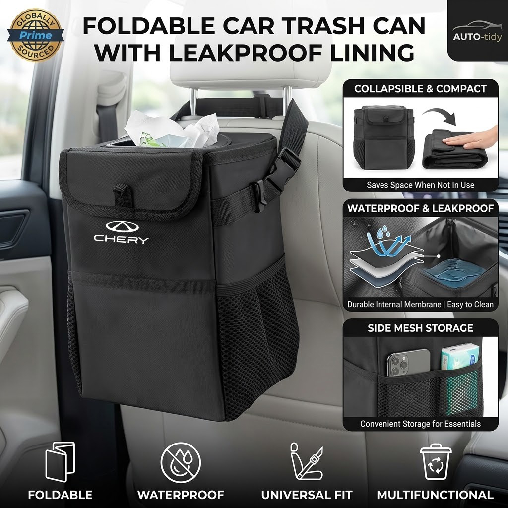 Lixeira para carro, dobrável,  - Waterproof Car Trash Can With Lid avaliação e preço