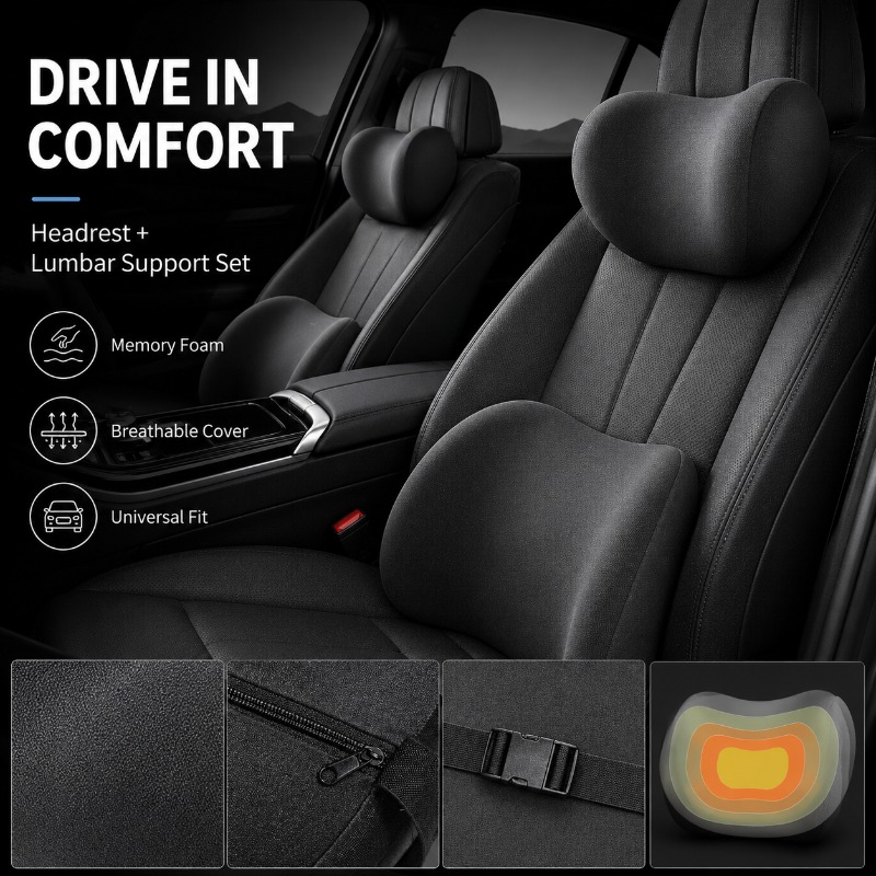 Conjunto de Almofada para Apoi - Memory Foam Car Neck Pillow Lumbar Support avaliação e preço