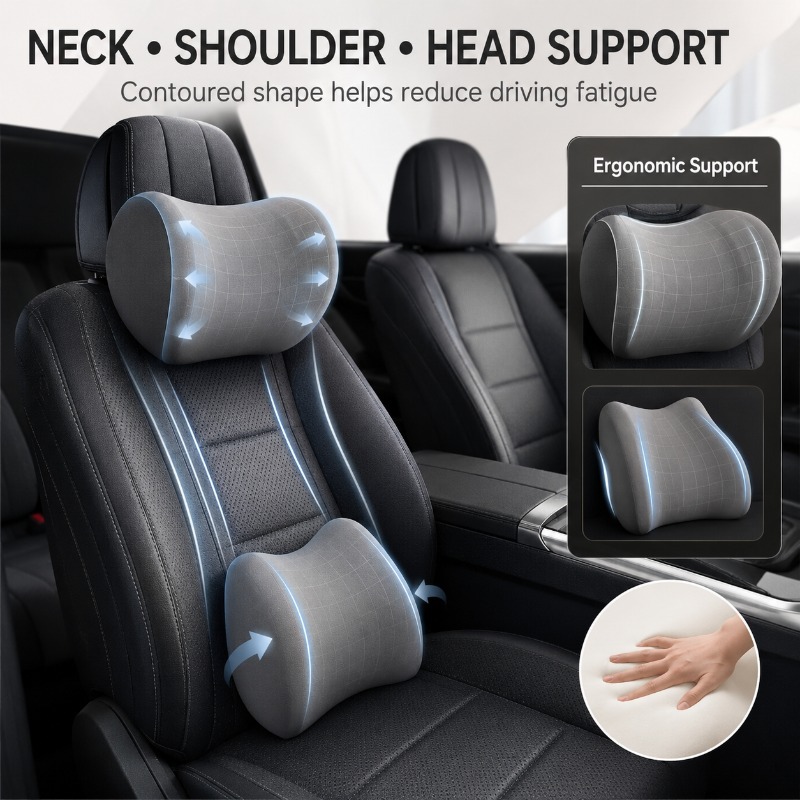 Conjunto de Almofada para Apoi - Memory Foam Car Neck Pillow Lumbar Support avaliação e preço