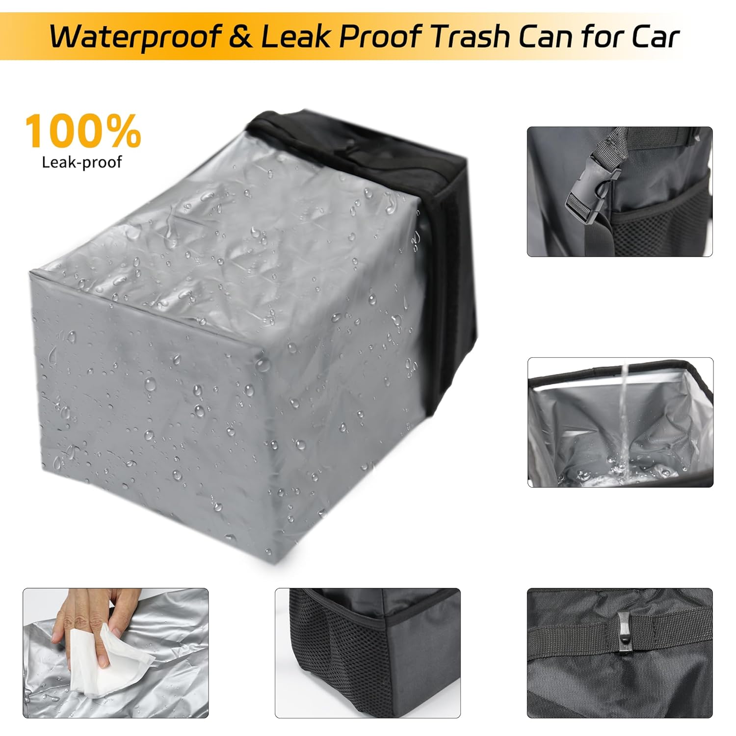 Lixeira de carro 3 em 1 com ta - Waterproof Car Trash Can With Lid avaliação e preço